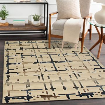 Rugsville Kassidy Geometric Ivory Modern Carpet 5'4" x 7'7"