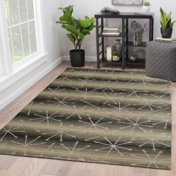 Rugsville Nia Graphic Black Modern Carpet 5'3" x 7'6"
