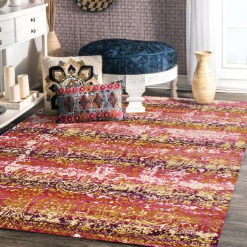 Rugsville Dylan Graphic Red Modern Carpet 5'3" x 7'7"