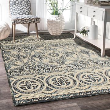 Rugsville Raelynn Border Gray Transitional Carpet 5'3" x 7'5"