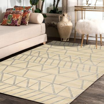 Rugsville Briella Geometric Ivory Modern Carpet 5'3" x 7'7"