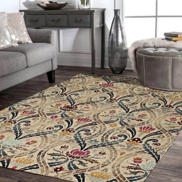Rugsville Francesca Floral Ivory Transitional Carpet 5'4" x 7'6"