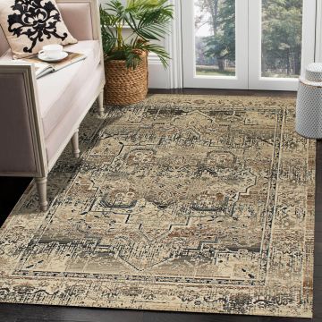 Rugsville Joy Vintage Beige Oriental Persian Carpet 5' x 7'7"