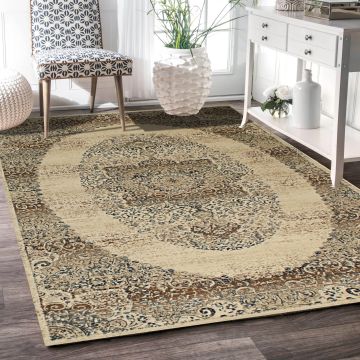 Rugsville Nathalie Medallian Beige Persian Carpet 5'1" x 7'7"