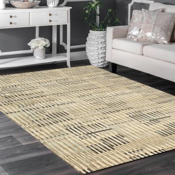 Rugsville Brenda Graphic Ivory Modern Carpet 5'1" x 7'7"
