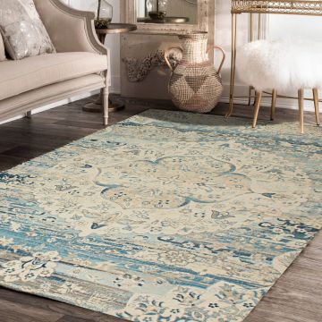 Rugsville Kayden Medallian Blue Persian Carpet 5'4" x 7'6"