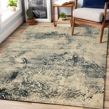 Rugsville Rosalie Abstract Black Modern Carpet 5'1" x 7'6"