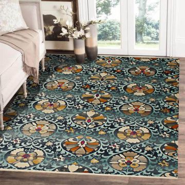 Rugsville Annalise Floral Blue Transitional Carpet 5'3" x 7'8"