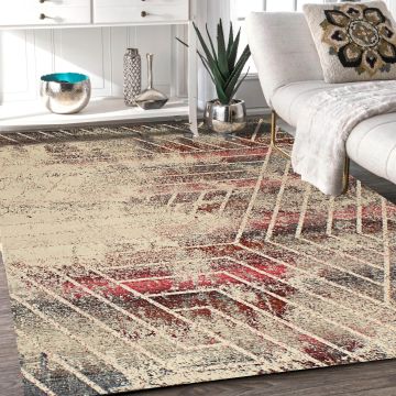 Rugsville Evelynn Graphic Gray Modern Carpet 5'4" x 7'8"