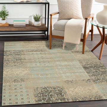 Rugsville Luciana Patchwork Gray Modern Carpet 5'1" x 7'8"