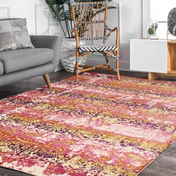 Rugsville Virginia Pink Graphic Designer Modern Carpet 5'4" x 7'6"