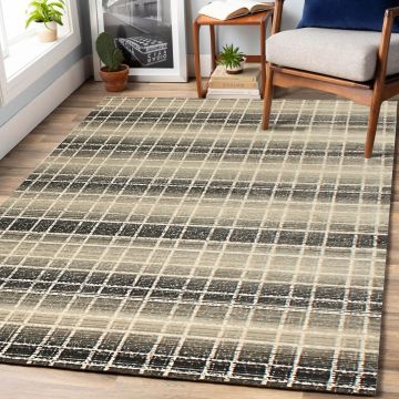 Rugsville Helena Checkered Gray Modern Carpet 5'4" x 7'7"
