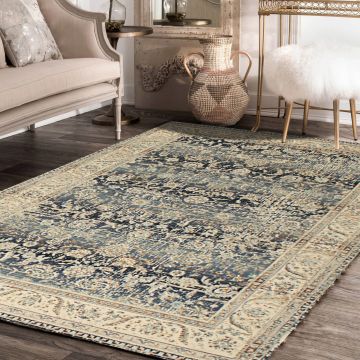 Rugsville Raven Floral Black Persian Carpet 5'4" x 7'7"