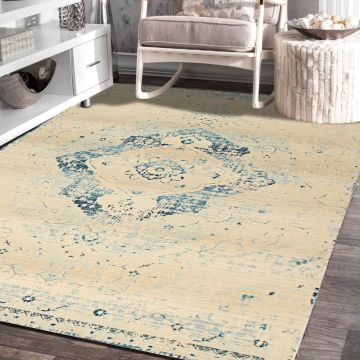Rugsville Anne Vintage Oriental Ivory Persian Carpet 5' x 7'7"