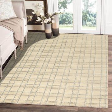 Rugsville Marie Checkered Beige Modern Carpet 5'4" x 7'7"