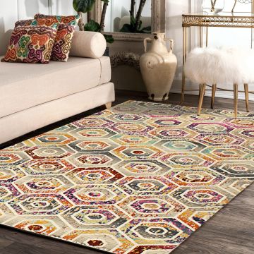 Rugsville Anabella Multi Geometric Designer Modern Carpet 5'5" x 7'7"