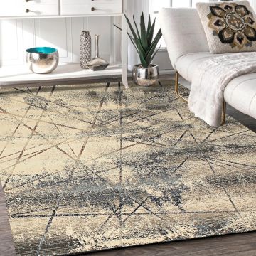 Rugsville Kimora Graphic Black Modern Carpet 5'4" x 7'7"