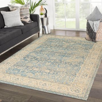 Rugsville Rosa Floral Blue Persian Carpet 5' x 7'7"