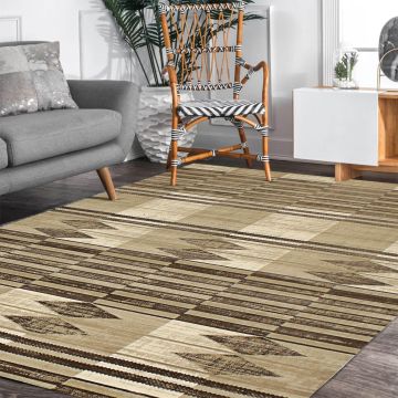 Rugsville Shiloh Geometric Brown Modern Carpet 5'1" x 7'6"