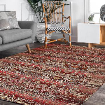 Rugsville Jaylene Floral Red Persian Carpet 5'3" x 7'7"