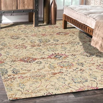 Rugsville Joslyn Transitional Floral Ivory Persian Carpet 5'3" x 7'7"