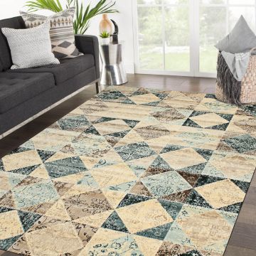 Rugsville Janessa Geometric Multi Modern Carpet 6'4" x 9'3"