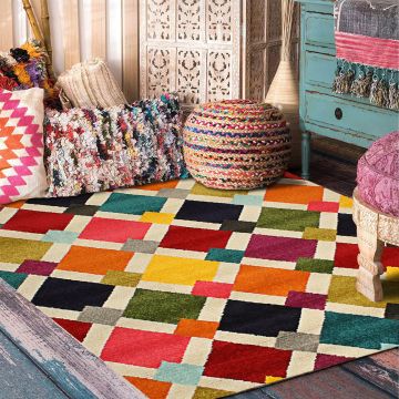 Rugsville Lylah Geometric Multi Modern Carpet 5'3" x 7'8"