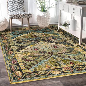 Rugsville Onur Tribal Multi Graphic Vintage Carpet 5'3" x 7'4"