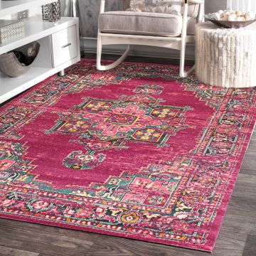 Rugsville Odin Pink & Purple Oriental Persian Carpet 5'3" x 7'4"