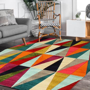 Rugsville Trey Multi Geometric Modern Carpet 5'3" x 7'4"