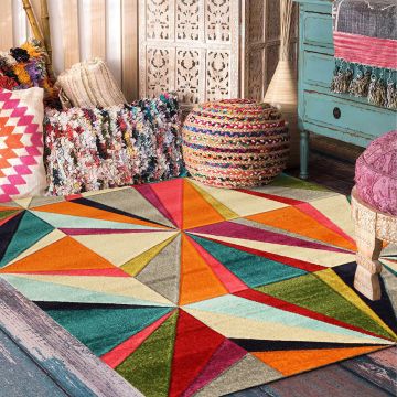 Rugsville Emery Multi Graphic Modern Carpet 5'3" x 7'4"