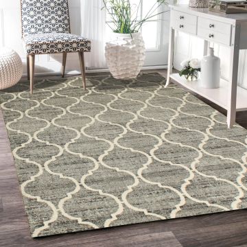 Rugsville Ethelheard Moroccan Gray Geometric Modern Carpet 5'3" x 7'4"