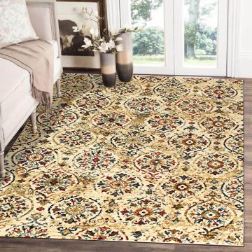Rugsville Tamraz Ivory Floral Transitional Carpet 5'3" x 7'4"
