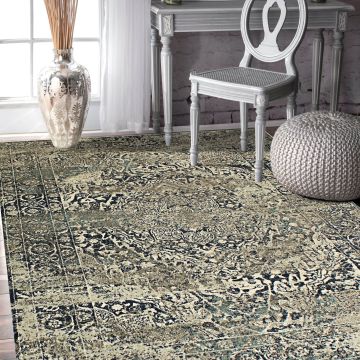 Rugsville Tuncay Vintage Gray Floral Persian Carpet 5'3" x 7'7"