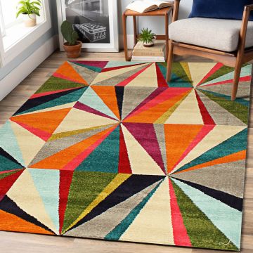 Rugsville Sevinc Multi Graphic Modern Carpet 5'3" x 7'6"