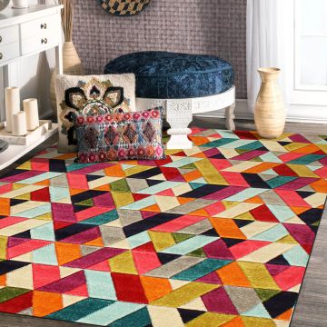 Rugsville Seyyal Multi Graphic Modern Carpet 5'3" x 7'7"