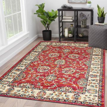 Rugsville Sezen Red & Rust Floral Persian Carpet 5'3" x 7'8"