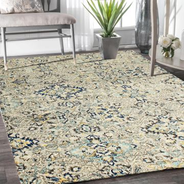 Rugsville Shahinaz Ivory Floral Transitional Carpet 5'3" x 7'7"