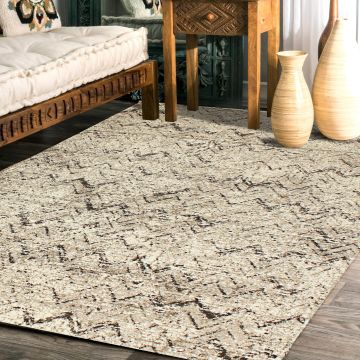 Rugsville Rahsheda Ivory Graphic Modern Carpet 5'3" x 7'5"