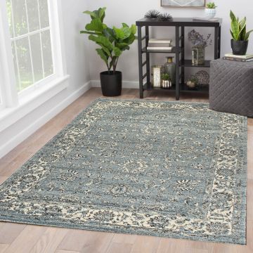Rugsville Adalheid Vintage Blue Floral Persian Carpet 5'3" x 7'8"