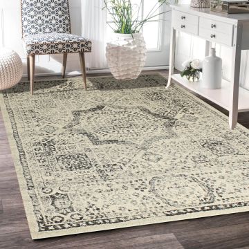 Rugsville Armend Gray Floral Vintage Carpet 5'3" x 7'8"