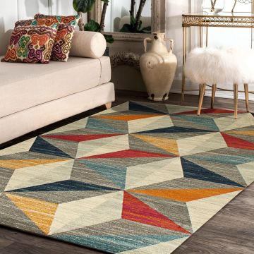 Rugsville Blerim Multi Graphic Modern Carpet 5'3" x 7'7"