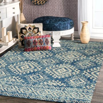 Rugsville Caflisch Bohemian Tribal Blue Persian Carpet 5'3" x 7'9"