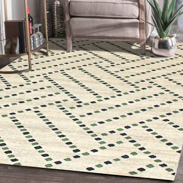 Rugsville Ebersold Ivory Geometric Modern Carpet 5'3" x 7'7"