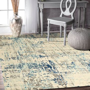 Rugsville Eiger Blue Abstract Modern Carpet 5'3" x 7'1"