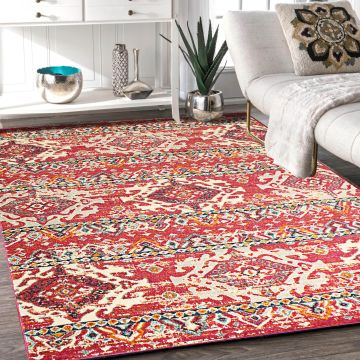 Rugsville Fassnacht Red & Rust Geometric Modern Carpet 5'3" x 7'8"