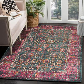 Rugsville Hensley Pink Floral Persian Carpet 5'3" x 7'7"