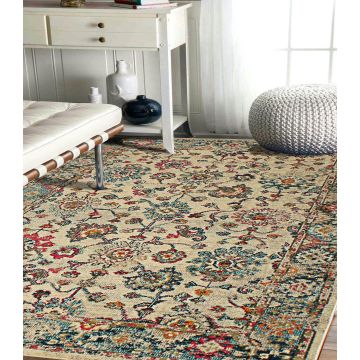 Rugsville Hedi Beige Floral Persian Carpet 5'3" x 7'8"