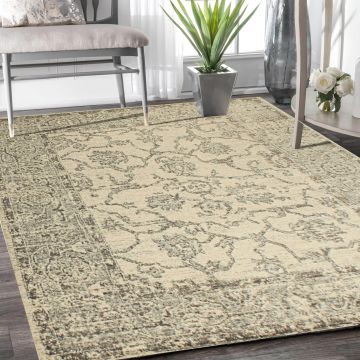 Rugsville Harlyn Ivory Floral Persian Carpet 5'3" x 7'