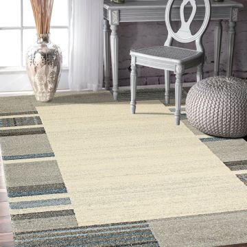 Rugsville Evelyn Gray Bordered Modern Gabbeh Carpet 5'3" x 7'8"
